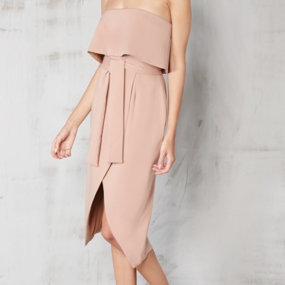 Lavish Alice Strapless Tie Front Midi